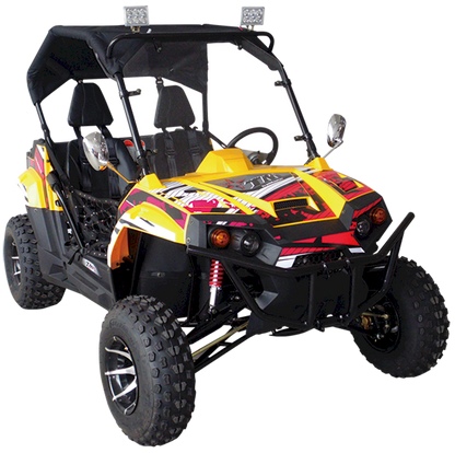 TrailMaster Challenger 200X Go Kart UTV Side by Side, with Alloy Wheels, Windshield and LED Light Bar